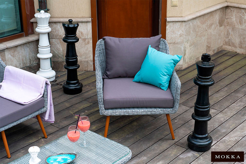 Комплект плетеной мебели MOKKA RIMINI (стол кофейный, 2 кресла, диван 3 х-местный), серо-коричневый