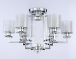 Потолочная люстра TR4418/6 CH/CL/FR хром/прозрачный/белый матовый E27*6 max 40W D748*463 (лампы LED E27*6 10W 4200K в комплекте)