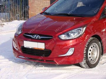 Юбка переднего бампера var.2 для Hyundai Solaris