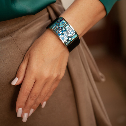 Браслет Fiore Luna на кожаном черном ремешке CB01318-2 BL