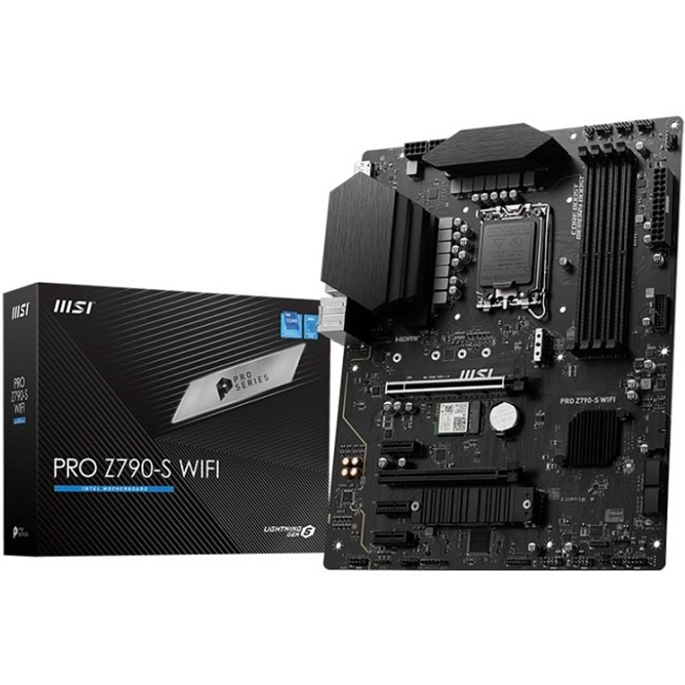 Материнская плата MSI PRO Z790-S WIFI (LGA1700/Z790/4xDDR5/2xPCI-Ex16/2xM.2/SB/GLAN/Wi-Fi/BT/DisplayPort/HDMI/ATX)