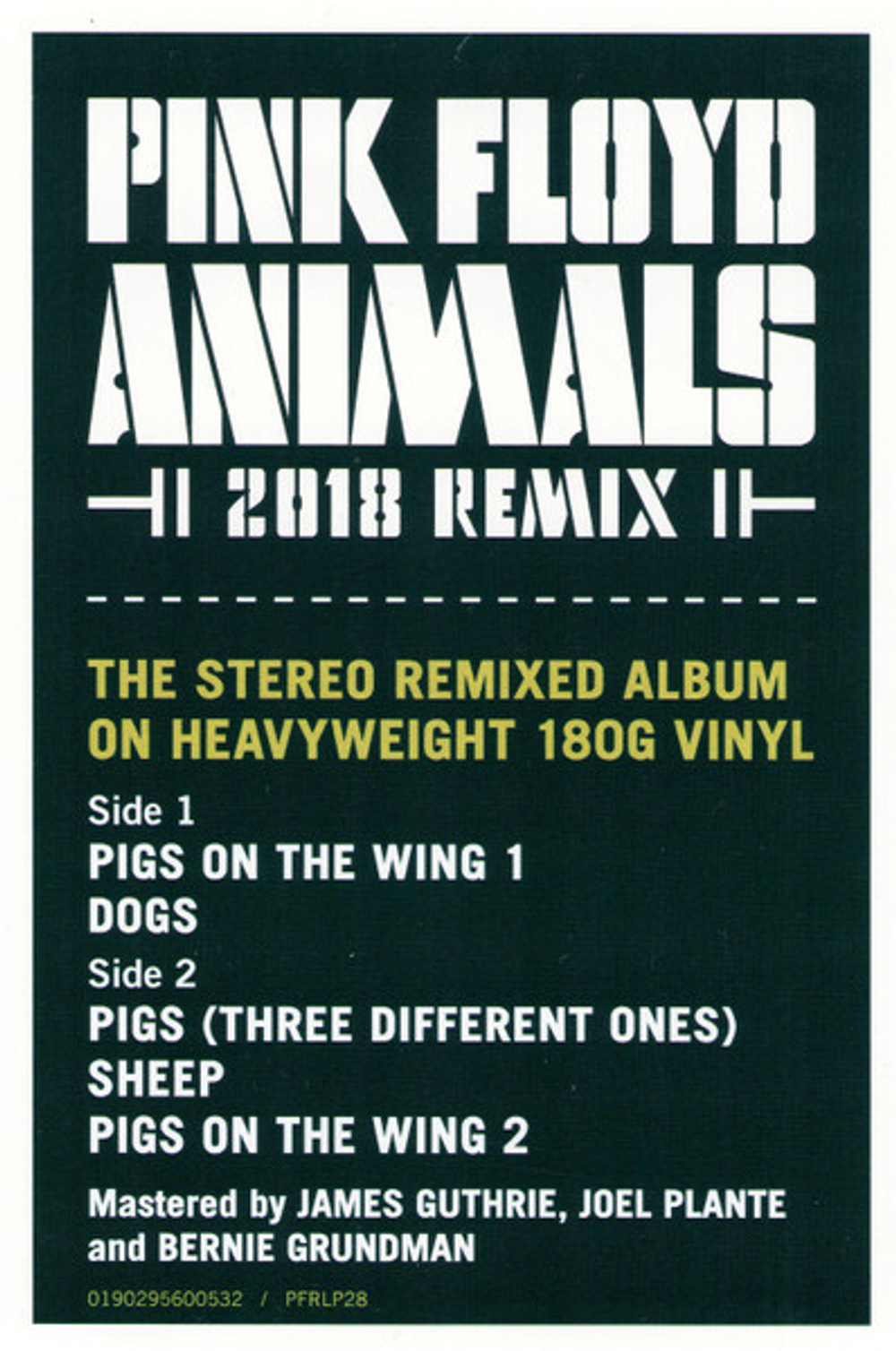Грампластинка PINK FLOYD - ANIMALS (2018 REMIX) - 1977