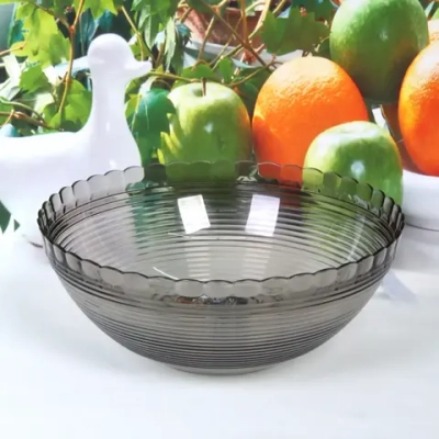 Салатник пластиковый «Мадлен» 23*9см полоски, кофейный