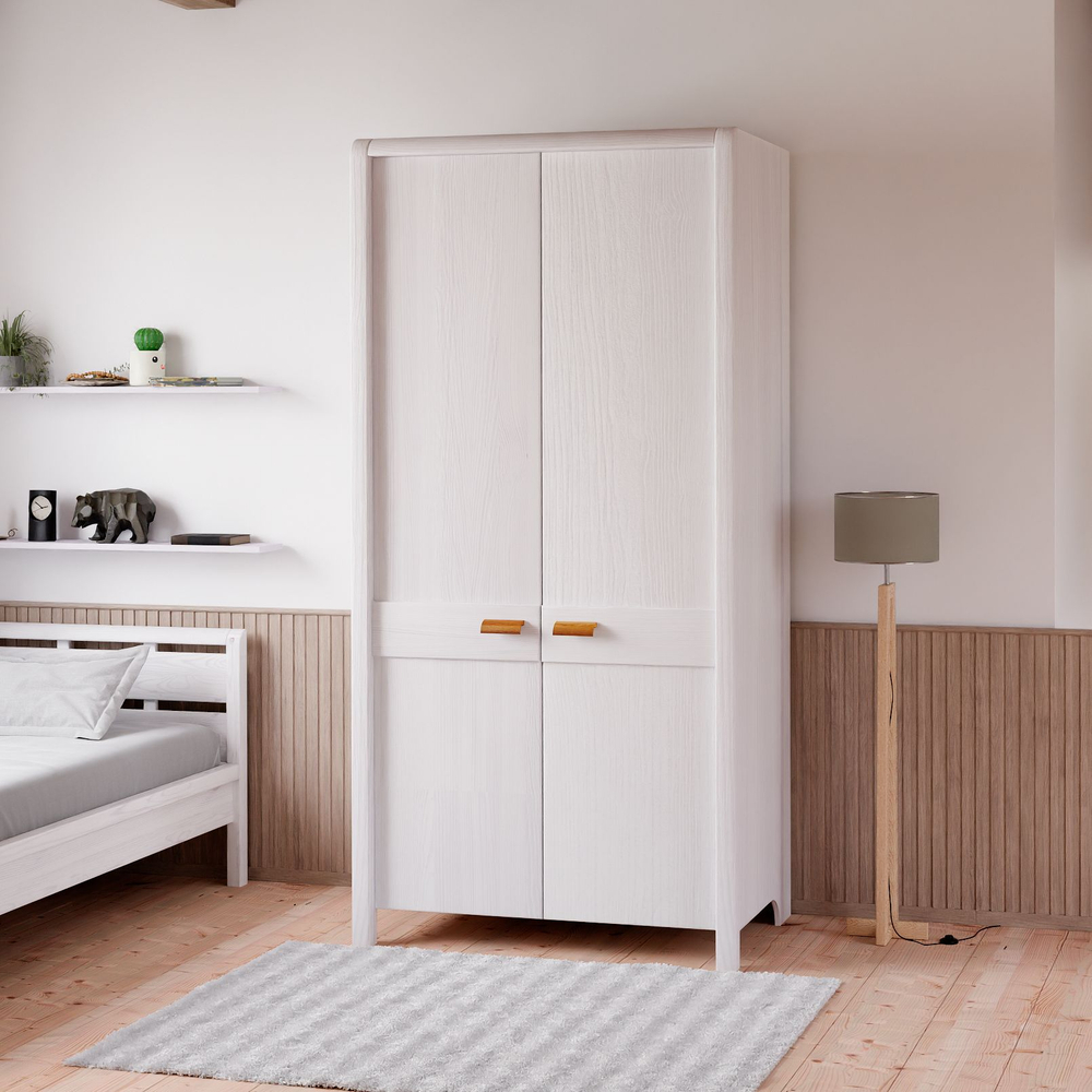 Шкаф 104х59х211, Мадейра, распашной для одежды, деревянный, в прихожую, гостиную, спальню ассив сосны, с полками и штангой, Dipriz