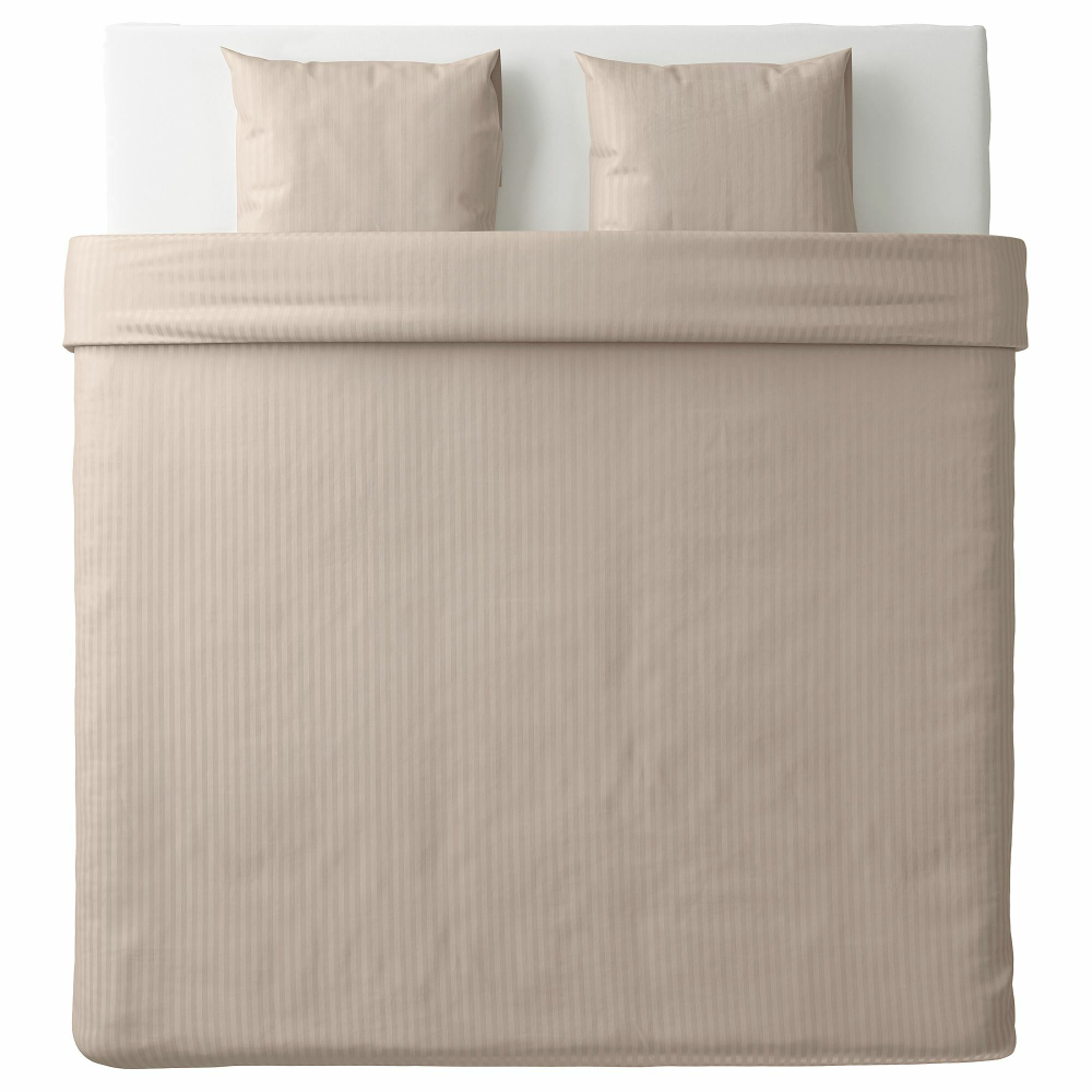 Комплект постельного белья IKEA NATTJASMIN (НАТТЭСМИН ), Двуспальный, Светло-бежевый, 240х220, 50х80 см