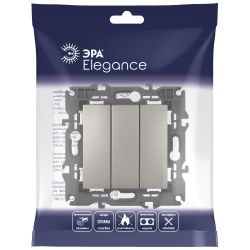 Выключатель ЭРА Elegance 14-1107-16 тройной, 10АХ-250В, титан