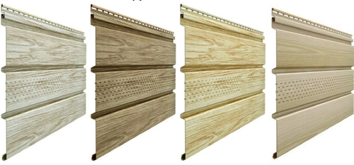 Виниловый софит Döcke Lux с центральной перфорацией рябина/кедр/орех/миндаль/зрелый каштан/канадская береза/фундук