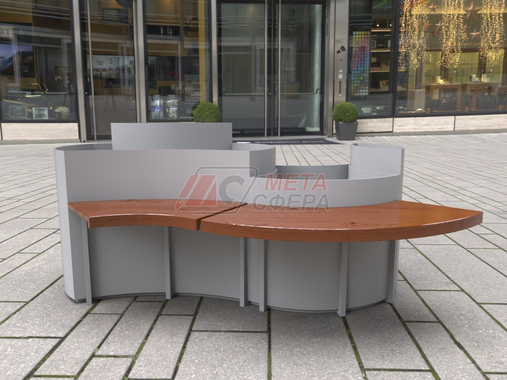 Скамейка Плантер с вазонами