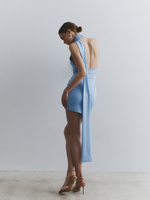 Платье `очень чувственно` со съемным шлейфом, цвет голубой, р-р OS