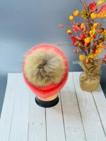 шапка ангора с меховым помпоном зимняя пушистая стильная