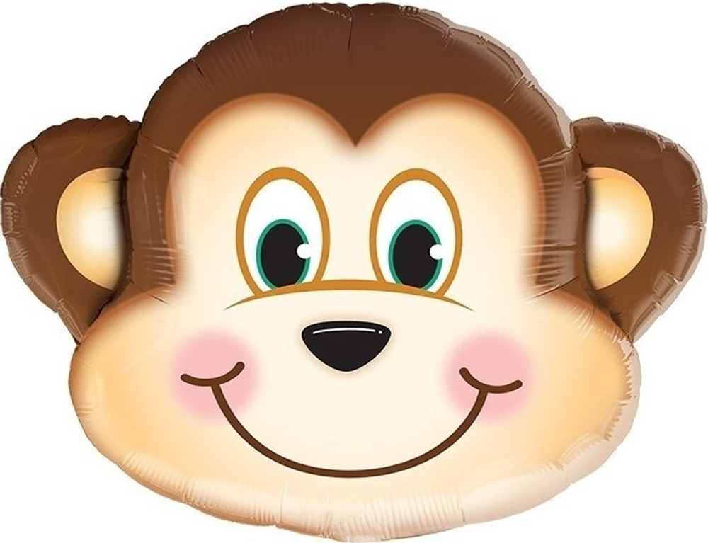 Шар с клапаном (14''/36 см) Мини-фигура, Голова, Обезьянка Мартышка, 1 шт.