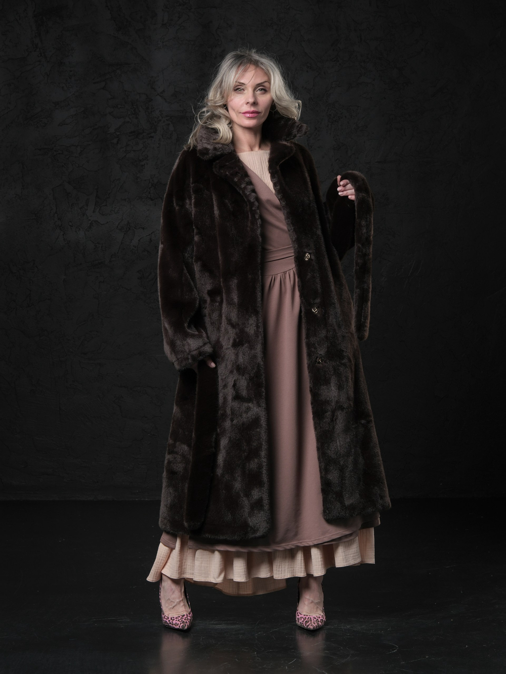 Шуба /шоколад /классика/ эко мех