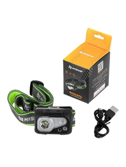 Фонарь налобный NISUS водонепроницаемый 300LM, IPX7, USB