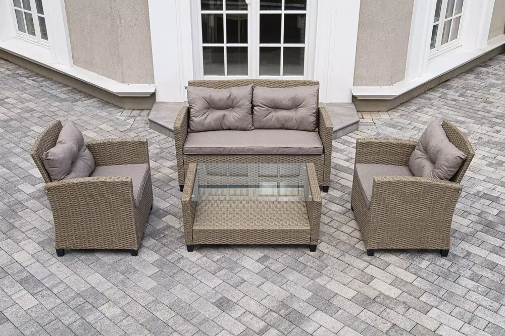 "Филадельфия" лаунж-зона из искусственного ротанга, цвет соломенный