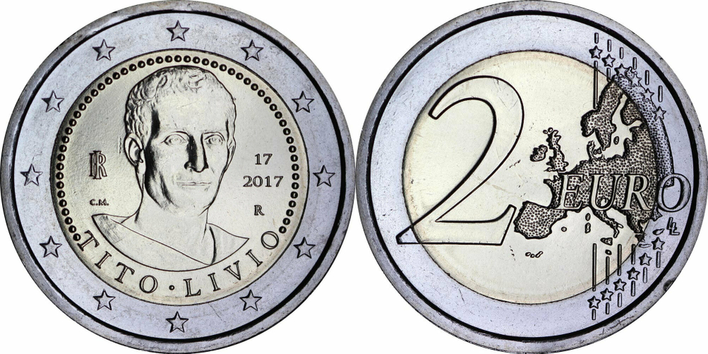 Италия 2 евро, 2017 2000 лет со дня смерти Тита Ливия UNC