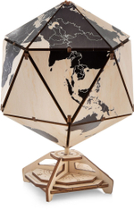 Конструктор деревянный 3D EWA Глобус Икосаэдр с секретом (шкатулка, сейф) черный
