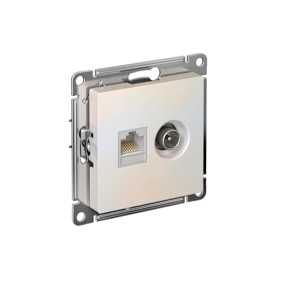 Розетка компьютерная + телевизионная 2-м СП AtlasDesign RJ45 кат.5E + TV механизм жемчуж. SE ATN000489
