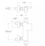 Смеситель термостатический для ванны с каскадным изливом ALEXIA 363901SGR графит