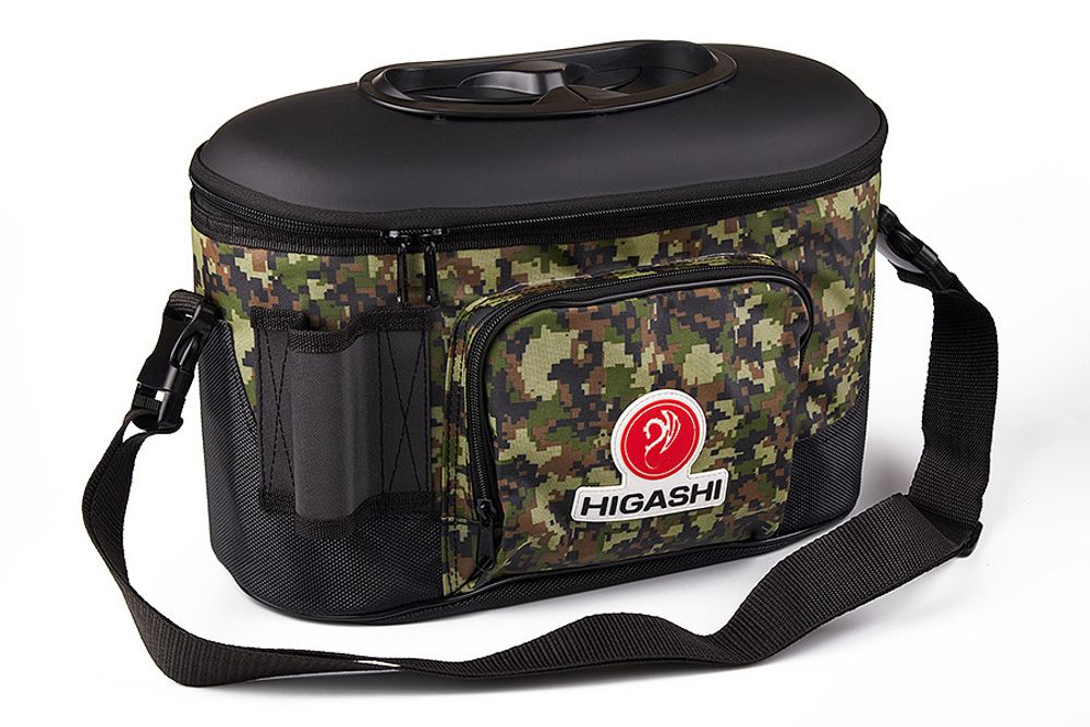 Кан рыболовный HIGASHI Live bait box 7.5L #Green Digital Camo