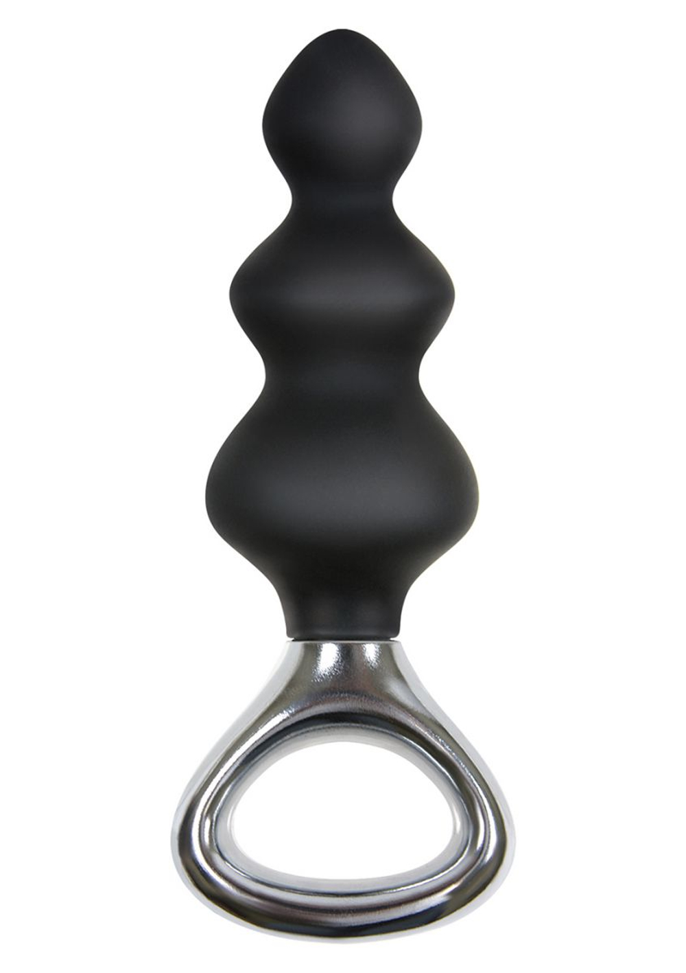 Чёрная анальная елочка с ручкой Jolie Platinum Plug Medium из силикона - 13,4 см. (Цвет: черный)