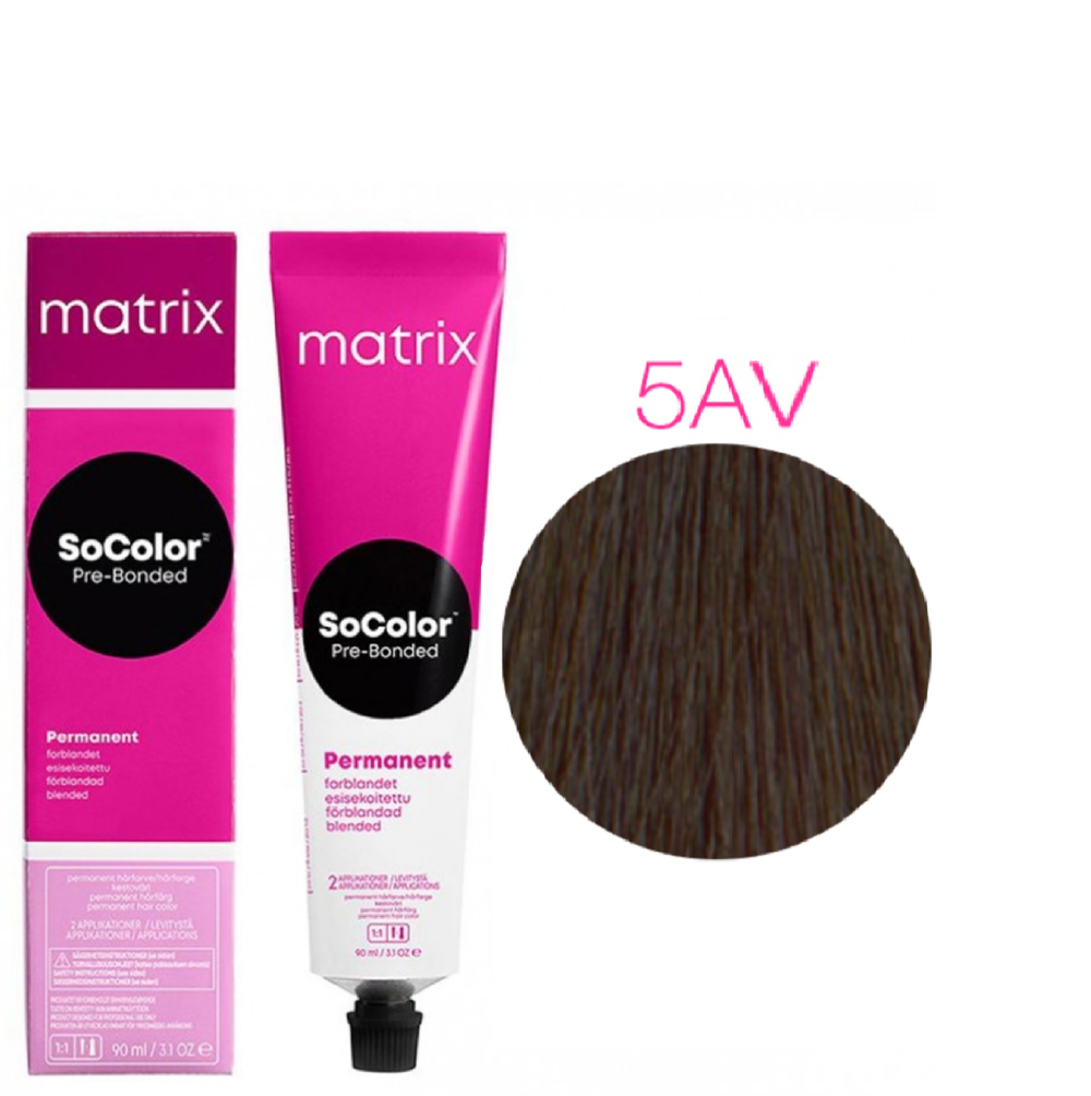 Matrix Краска для волос без аммиака SoColor Pre-Bonded 5AV Светлый шатен пепельно-перламутровый 90 мл.
