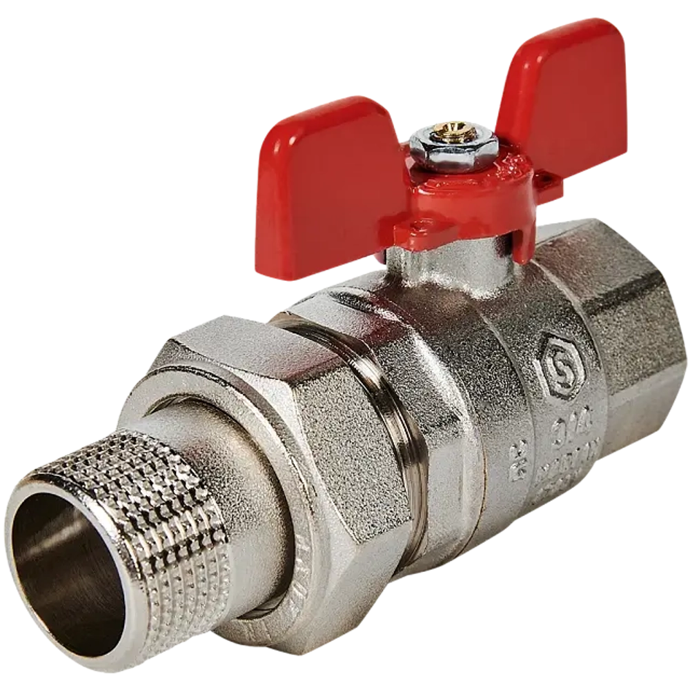 Кран шаровой STOUT полнопроходной 3/4" с американкой под O-ring кольцо (бабочка)