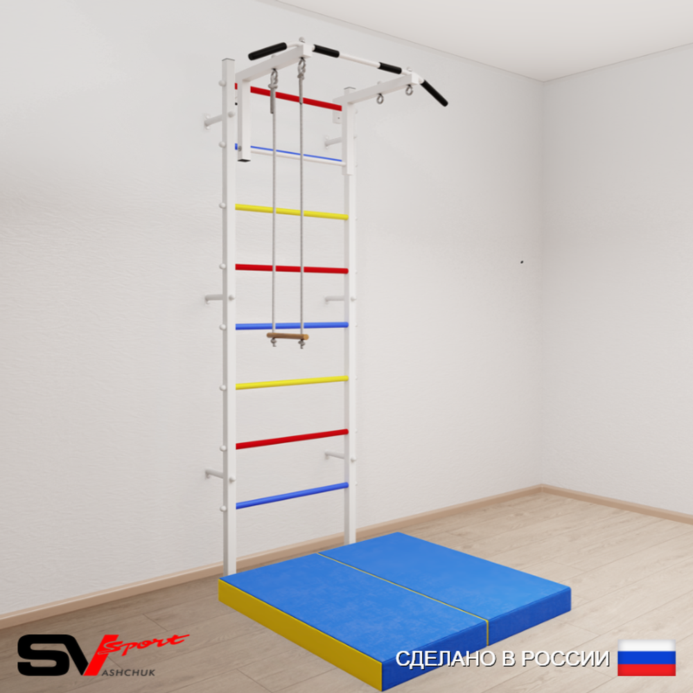 Шведская стенка Sv Sport усиленная 6124 (Турник стандарт/Трапеция/Мат 1м)