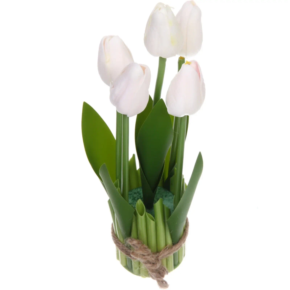 Цветочная композиция «Весенняя рапсодия» 10*26см Тюльпаны белые