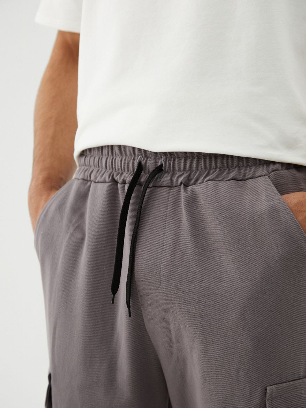 Джоггеры карго хлопковые. Серые