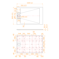 Душевой поддон прямоугольный RGW TUS-B Черный (800x1200)