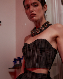 Топ-корсет из тафты черный