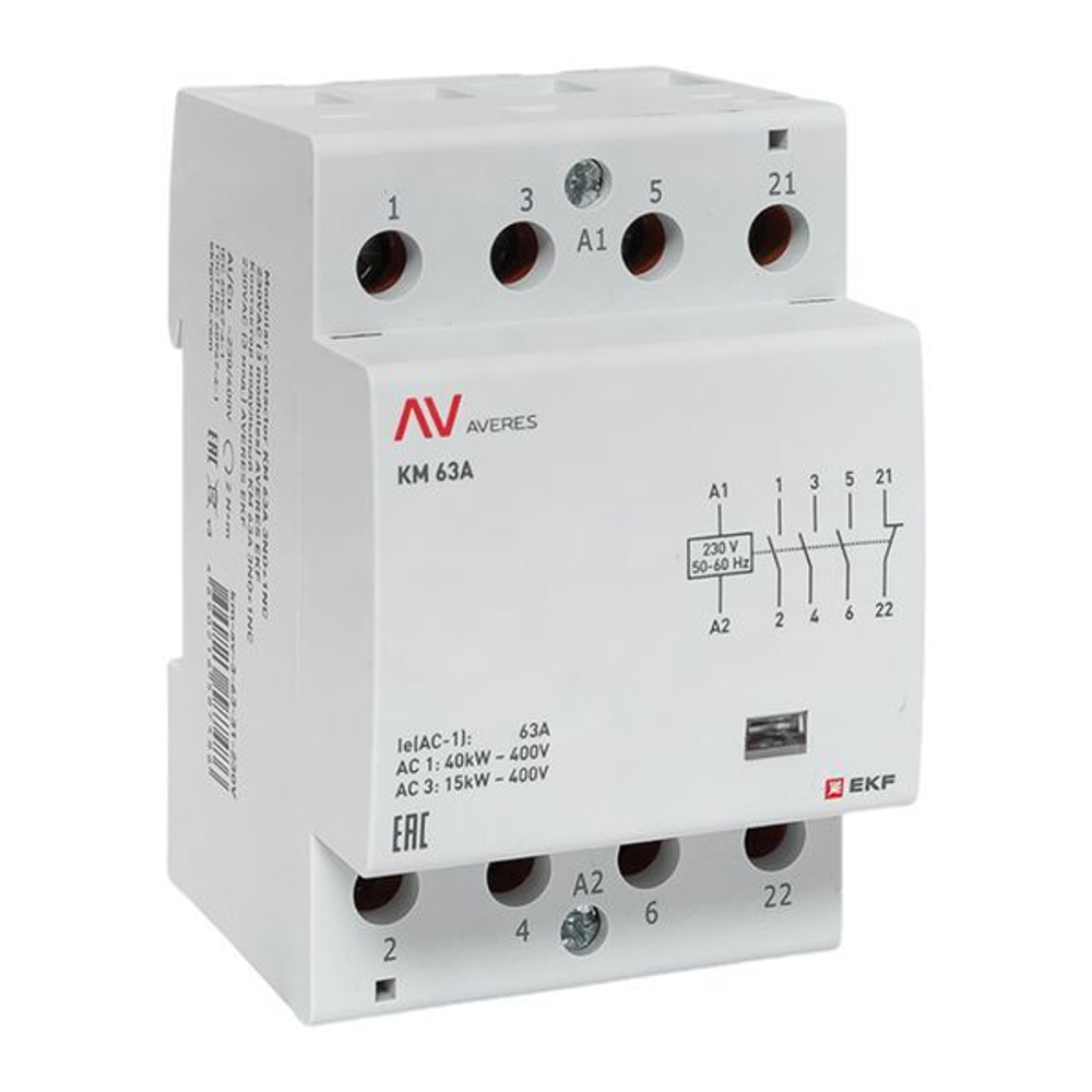 Контактор модульный EKF km-av-3-63-31-230V