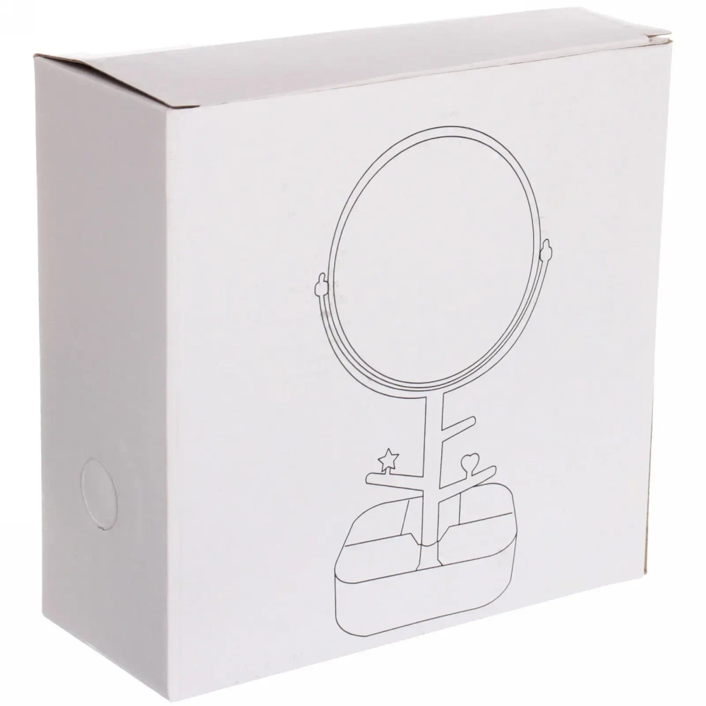 Зеркало настольное с органайзером «High Tech - Monako», двустороннее, цвет розовый, 16,5*30см