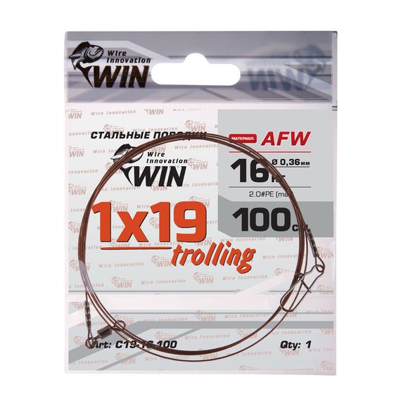 Поводок WIN 1х19 из материала AFW 16кг/100см Trolling