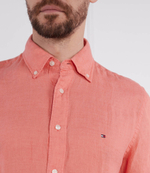 Льняная рубашка PIGMENT DYED LINEN RF SHIRT S/S Tommy Hilfiger - коралловый(MW0MW30916)