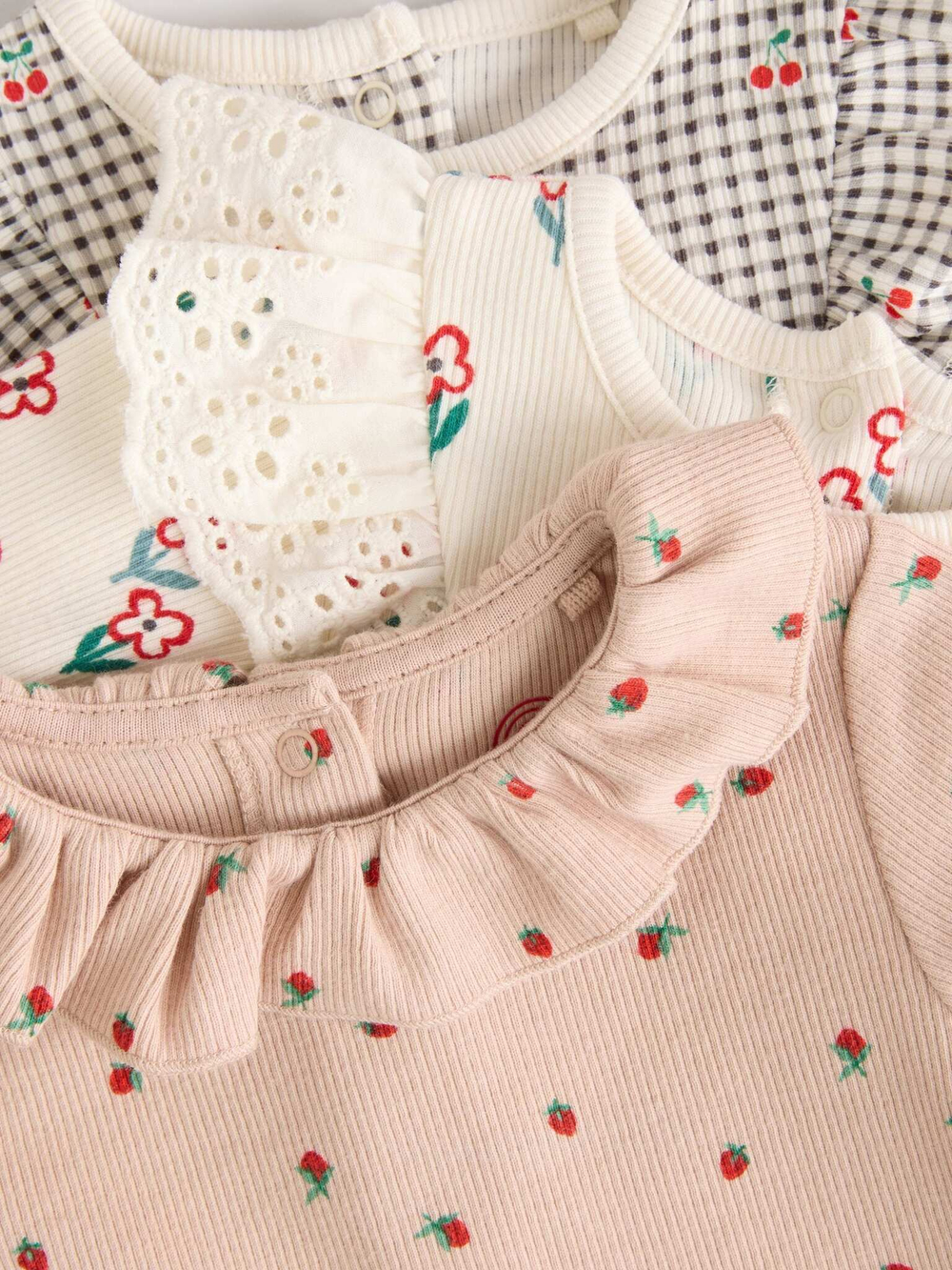 Боди с длинным рукавом для малышей Next E67-025, 3 шт., Молочный, Бежевый