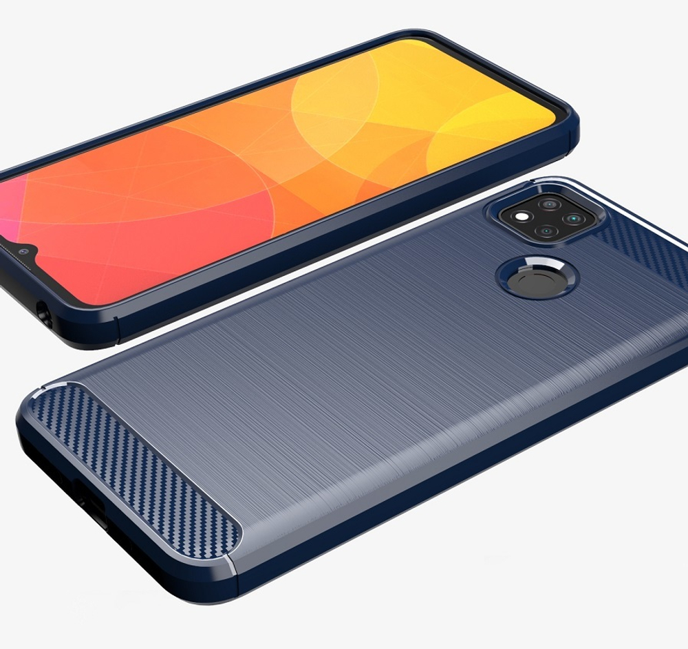 Синий защитный чехол на Xiaomi Redmi 9c, серии Carbon от Caseport