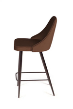 Стул полубарный Oliver, бархат коричневый 12/ чёрный конус