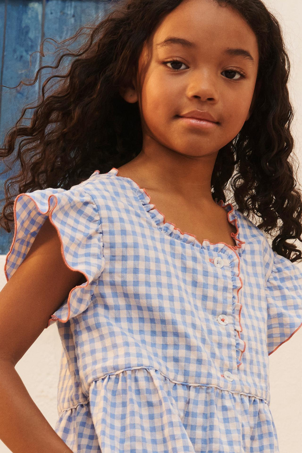 ZARA ПЛАТЬЕ В КЛЕТКУ, СВЕТЛО-ГОЛУБОЙ