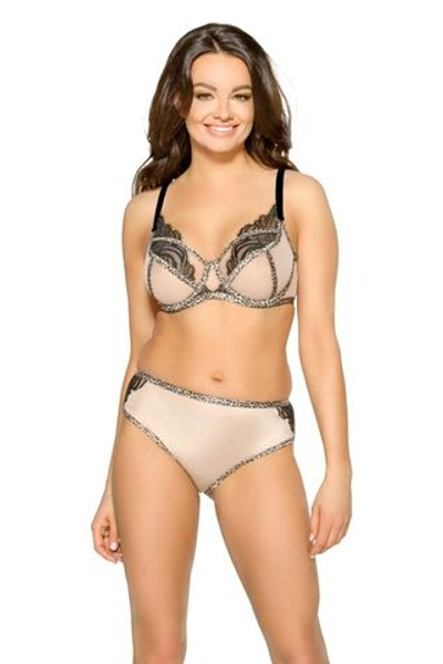 Бюстгальтер с леопардовой отделкой мягких чашек (Размер: 70J) (Цвет: телесный)