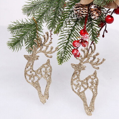 Подвески в блестках «Олень» 14 см (набор 2шт), шамапнь