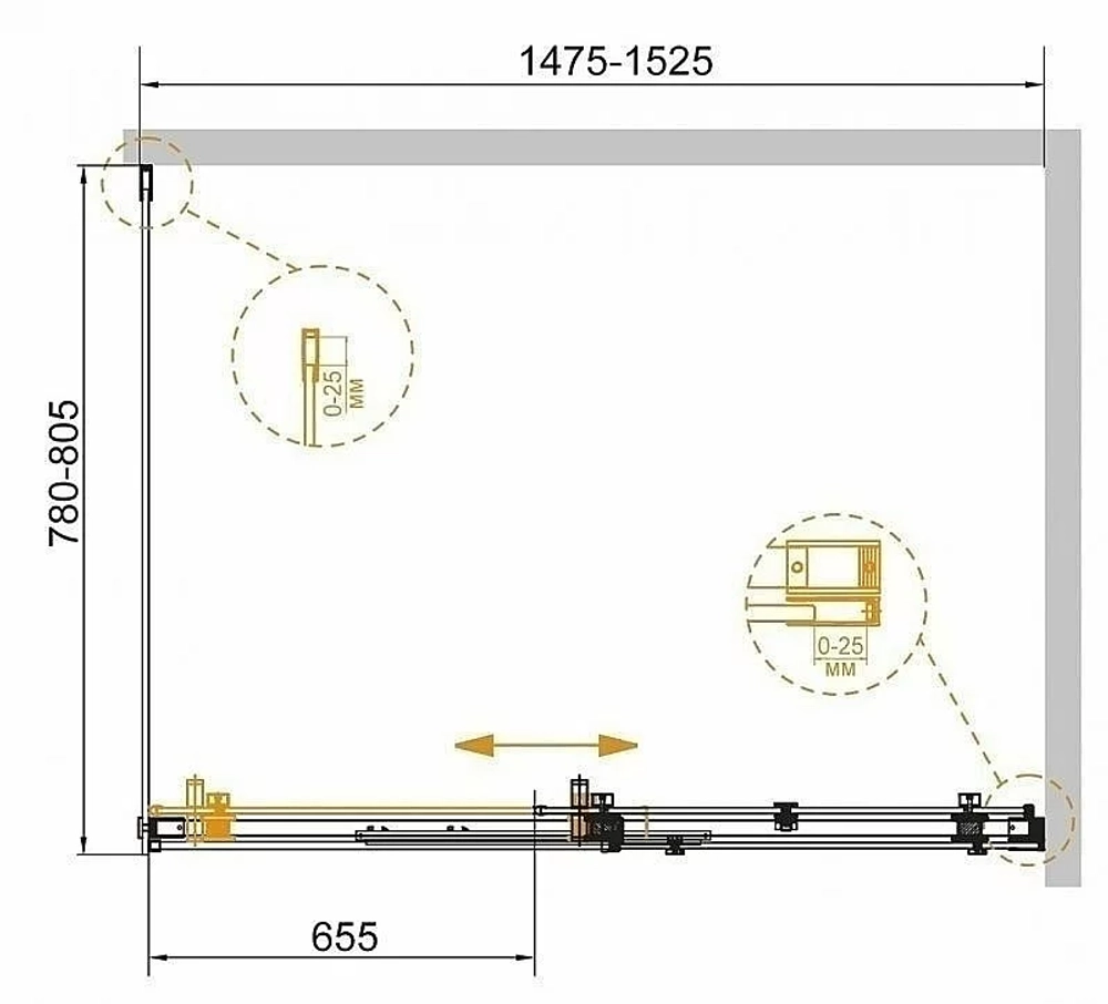 Душевой уголок Cezares Stylus-Soft 150x80 STYLUS-SOFT-AH-1-150/80-C-Cr стекло прозрачное/профиль хром
