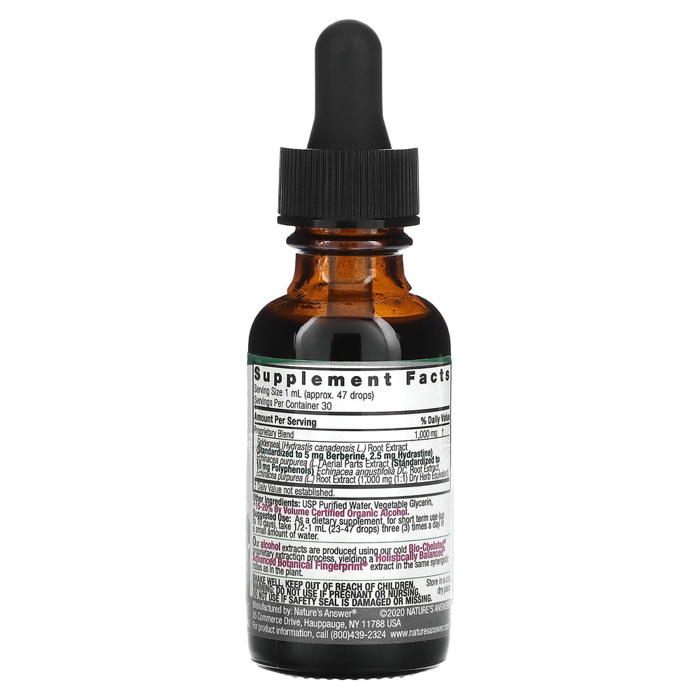 Nature's Answer, эхинацея и желтокорень, стандартизированный жидкий экстракт, 30 мл (1 жидк. унция)
