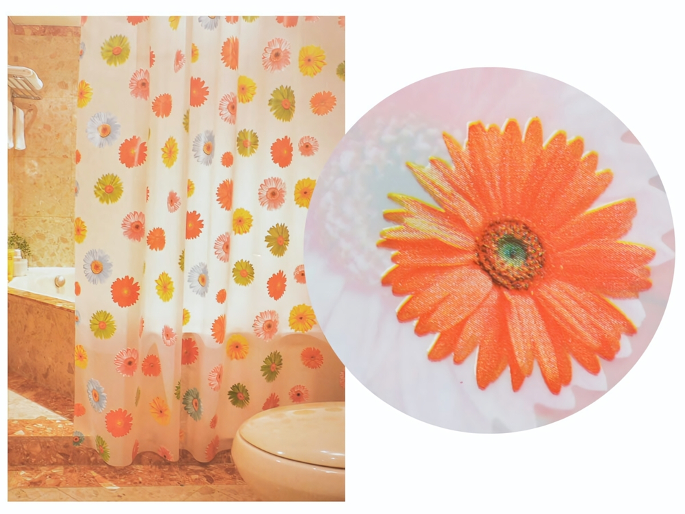 Штора для ванной 180*180см Герберы