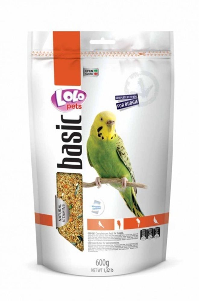 LoLo PETS Корм 600г. для волнистых попугаев полнорационный. Дойпак
