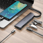 USB HUB Type-C/HDMI/Type-C PD60W Hoco HB13 silver-grey