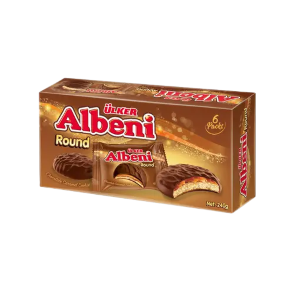 Молочный шоколад Ulker Albeni Round с печеньем и карамелью 240 гр
