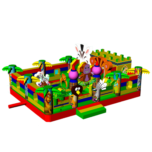 Коммерческий надувной батут "Зверята на радуге" 8х6х2,8