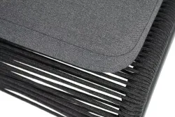 "Ането" стул плетеный из роупа, каркас алюминий темно-серый (RAL7024) муар, роуп темно-серый круглый, ткань темно-серая 027