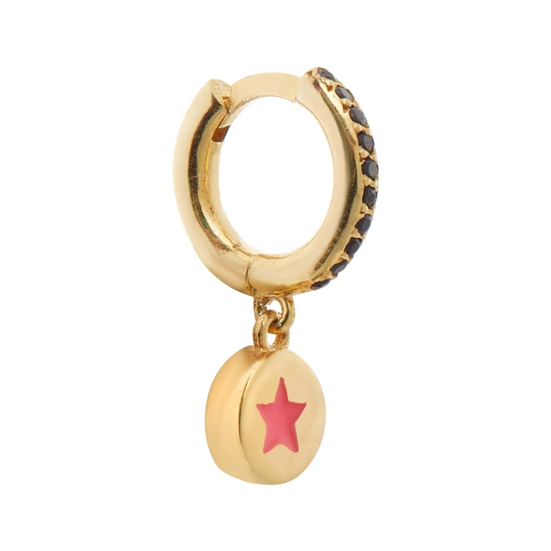 Серьги-кольца Мини Звезда с Эмалью